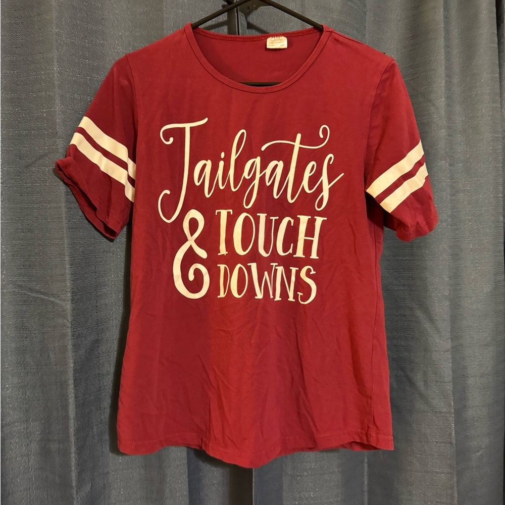 Red Graphic Tee with White Stripes